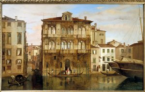 Maria Taglioni in gondola davanti al suo edificio a Venezia da Carlo Ferrari