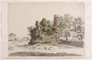 Il cosiddetto sepolcro dei fratelli Curiatii ad Albano, con la chiesa della Madonna