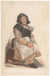 Uomo vestito da donna con rosario, seduto (Ritratti di persone facette che servono a divertire il pubblico fiorentino) da Carlo Lasinio