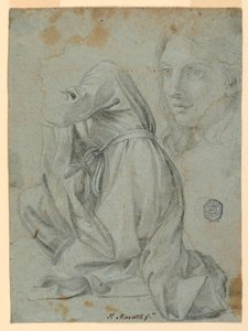 Studi: Il tessuto di una donna inginocchiata. La testa di una giovane donna da Carlo Maratti