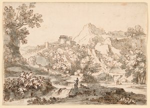 Disegno, Paesaggio con città, 1750-1770 da Carlo Marchionni