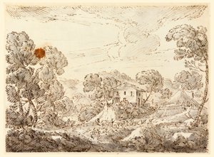 Disegno, Abitazione di un contadino in un paese boscoso, 1750-1770 da Carlo Marchionni