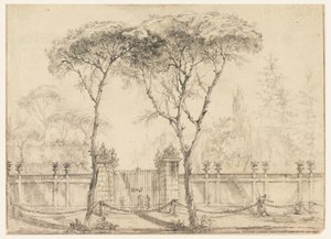 Disegno, Al cancello di una villa, 1770-86 da Carlo Marchionni
