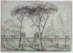 Disegno, Al cancello di una villa, 1770-86 da Carlo Marchionni