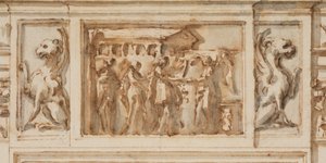 Disegno, Progetto per il portale nord, Grande Galleria, Villa Albani, Roma, Italia, 1755-56 da Carlo Marchionni