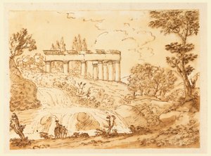Disegno, Paesaggio con rovine di un tempio, 1770-1786 da Carlo Marchionni