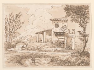 Disegno, Paesaggio con villa, 1750-60 da Carlo Marchionni