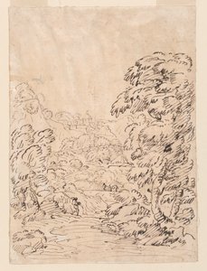 Disegno, Strada che porta a una città di montagna, 1750-86 da Carlo Marchionni