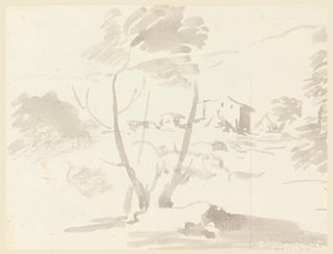 Disegno, Schizzo di alberi in un paesaggio, 1760-1780 da Carlo Marchionni