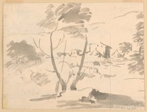 Disegno, Schizzo di alberi in un paesaggio, 1760-1780 da Carlo Marchionni