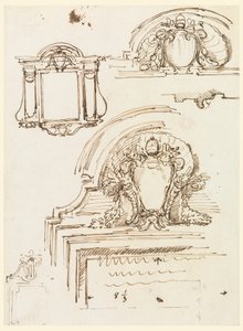 Disegno, bozzetti per cornici per la sacrestia di San Pietro, 1740-58 da Carlo Marchionni