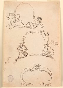 Disegno, Tre schizzi di cartigli, prima del 1775 da Carlo Marchionni