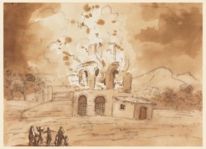Paesaggio con una torre in fiamme da Carlo Marchionni