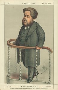 Il reverendo Charles Spurgeon, nessuno è riuscito come lui a disegnare il lato comico del pentimento e della rigenerazione, 17 luglio 1880, caricatura di Vanity Fair