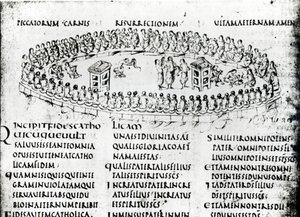Illustrazione di una scena da uno dei Salmi, dal Salterio di Utrecht, copia dell