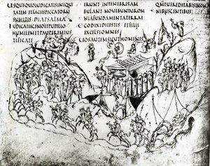 Varie scene che illustrano un salmo, dal Salterio di Utrecht, copia dell