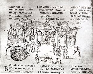 Varie scene che illustrano un salmo, dal Salterio di Utrecht, copia dell