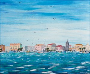 Scena marina con case da Carolyn Hubbard Ford