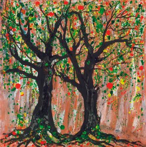 Albero di melograno, 2012 (acrilico e inchiostro su tela) da Carolyn Mary Kleefeld