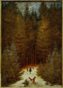Il cacciatore nella foresta (Una foresta di abeti innevata) da Caspar David Friedrich