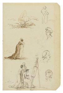 Tedesco: Studio di teste, figure e fogliame da Caspar David Friedrich