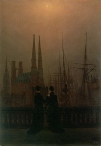 Porto di notte (Sorelle), c.1818-20 da Caspar David Friedrich