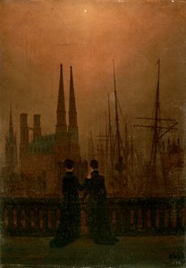 Porto di notte, Sorelle, 1818-1820 da Caspar David Friedrich
