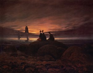 La luna che sorge sul mare