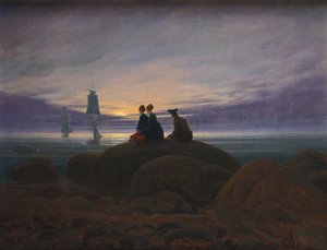 Sorgere della luna sul mare