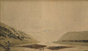 Paesaggio montuoso con fiume al mattino, 1830-35 da Caspar David Friedrich