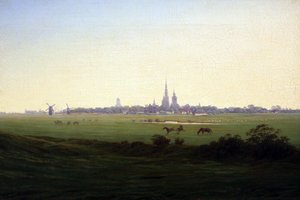 Prati vicino a Greifswald da Caspar David Friedrich