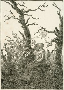 Donna con tela di ragno tra alberi spogli da Caspar David Friedrich