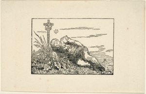 Giovane uomo sdraiato su una tomba da Caspar David Friedrich