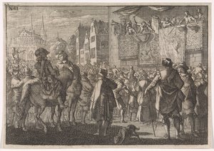 Annuncio della Pace di Osnabrück in una città, 1648 da Caspar Luyken (attributed to)