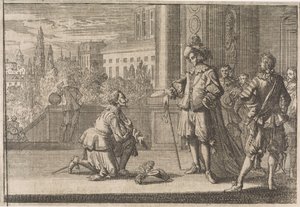 Carlo IV, duca di Lorena, inginocchiato davanti a Luigi XIII, 1641 da Caspar Luyken (attributed to)