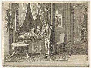 Davide, sul letto di morte, rivolge le sue ultime esortazioni a Salomone da Caspar Luyken