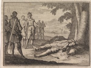 Filippo il Buono trova un contadino ubriaco sotto un albero da Caspar Luyken