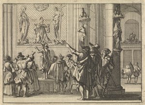 Finestra dipinta, trovata nella chiesa dopo la conquista di Den Bosch, raffigurante il vescovo Gisbertus Marius tra Cristo e Maria, 1629