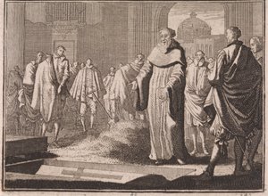 San Bernardo contempla una tomba aperta da Caspar Luyken