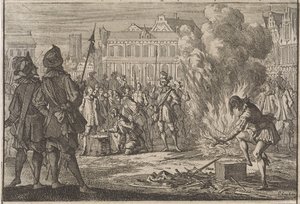 Tribunale militare nella piazza del mercato di Praga, 1642 da Caspar Luyken