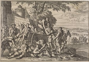 Soldati spagnoli caricati su carri e portati via, 1641 da Caspar Luyken