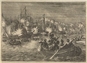 La flotta spagnola sullo Schelda conquistata e bruciata dagli olandesi, 1631 da Caspar Luyken