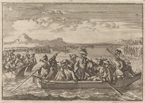 Valdesi cacciati dalla Savoia tornano in barca sul lago di Ginevra verso la loro terra, 1689 da Caspar Luyken
