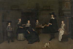 Scena familiare da Caspar Netscher (attributed to)