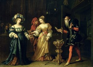 Un giullare mascherato da Caspar Netscher