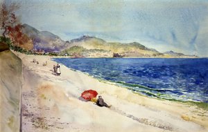 Sulla Spiaggia sotto la Promenade des Anglais, Nizza, Francia, 1898 da Cass Gilbert