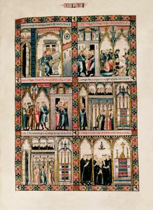Miniature dedicate a Santa Maria e ai suoi miracoli, da Las Cantigas de Santa María (Canti di Santa Maria), Fol. 156 da Catalan School