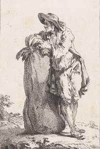 Contadino appoggiato a un sacco di grano, 1758 da Catherine Francoise Beauvarlet
