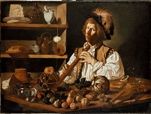 Interno con un giovane che tiene un flauto dolce da Cecco del Caravaggio