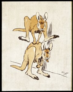 Canguri comici. Due canguri giocano a saltare la pecora. da Cecil Charles Windsor Aldin